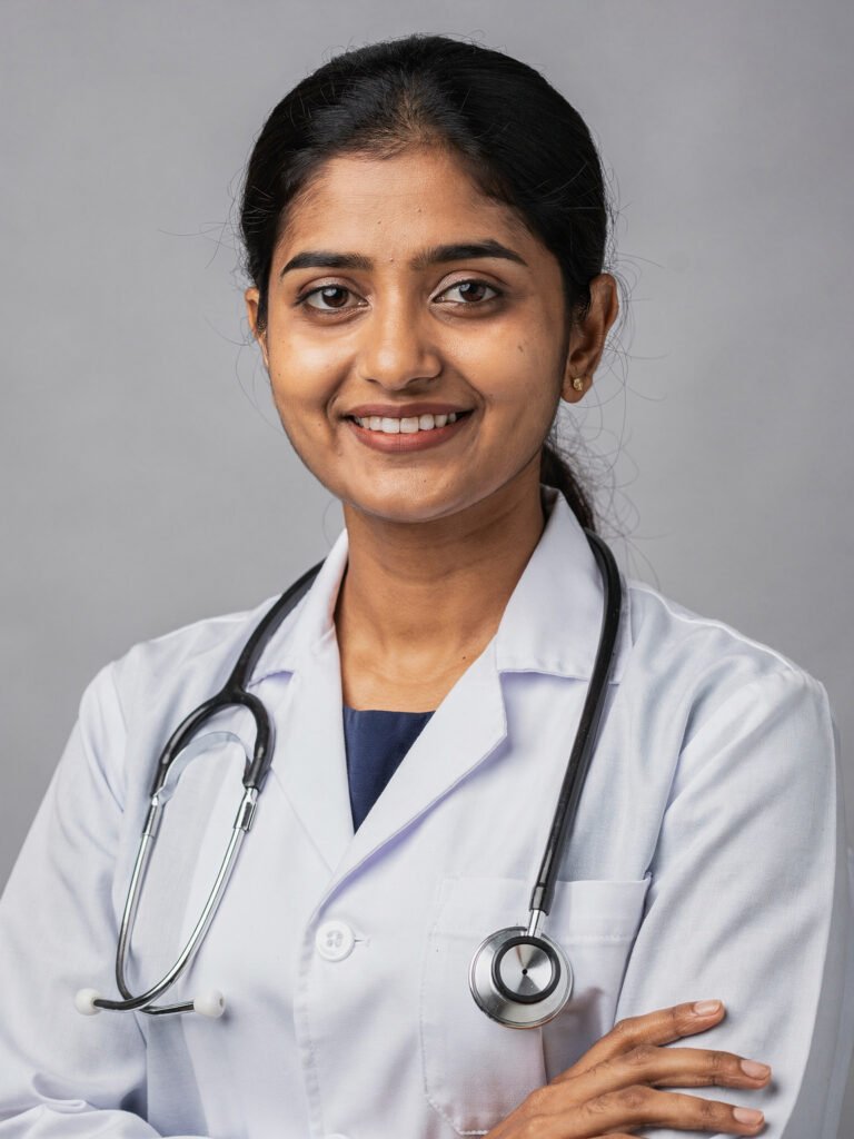 Illustrative portrait of a female doctor